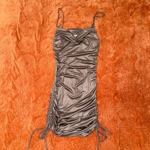 Timing Gray Ruched Bodycon Mini Dress